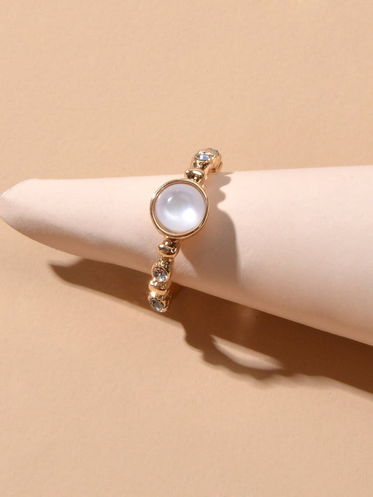 Rhinestone Opal Gold Ring