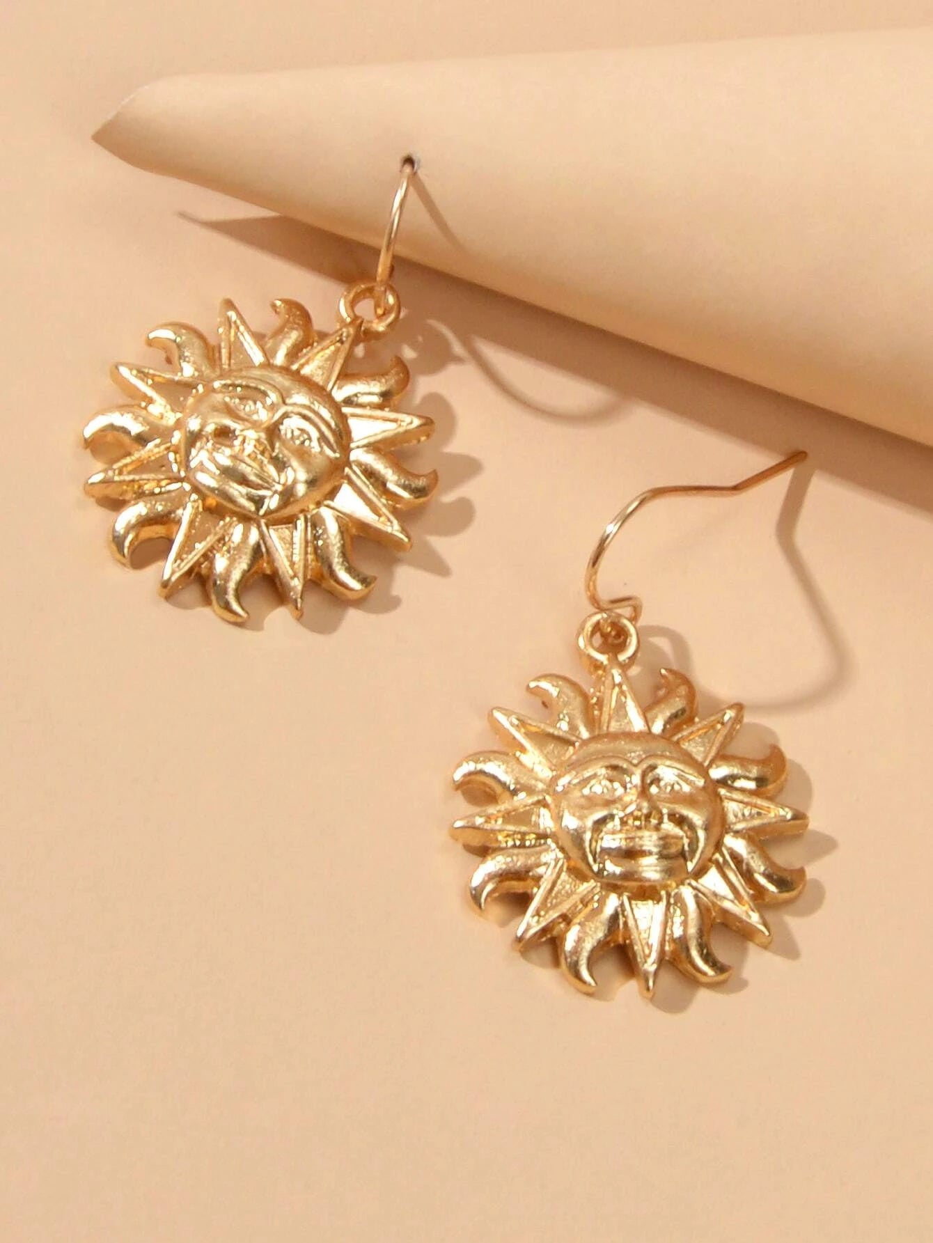 Gold Sun Drop Earrings