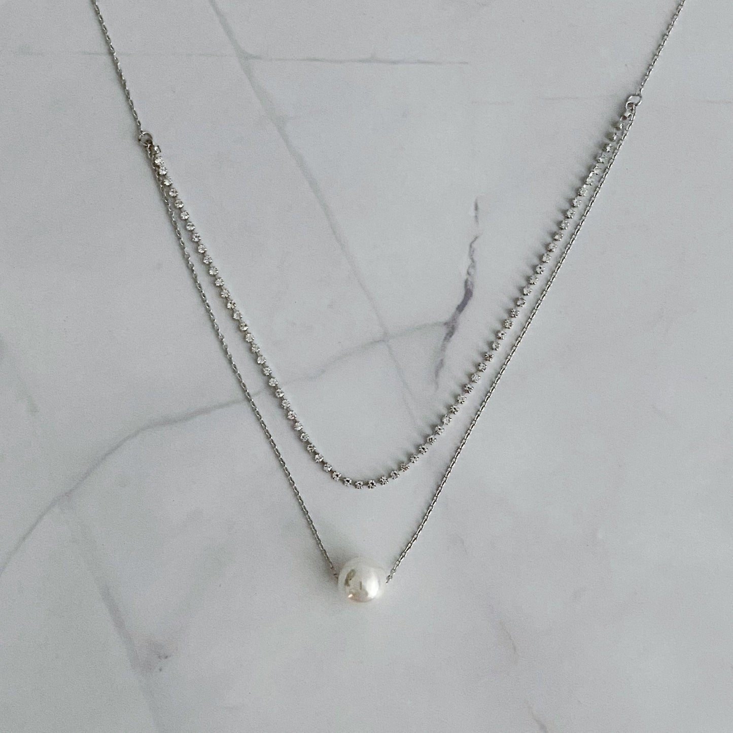 Layered Pearl And Shine Necklace-3