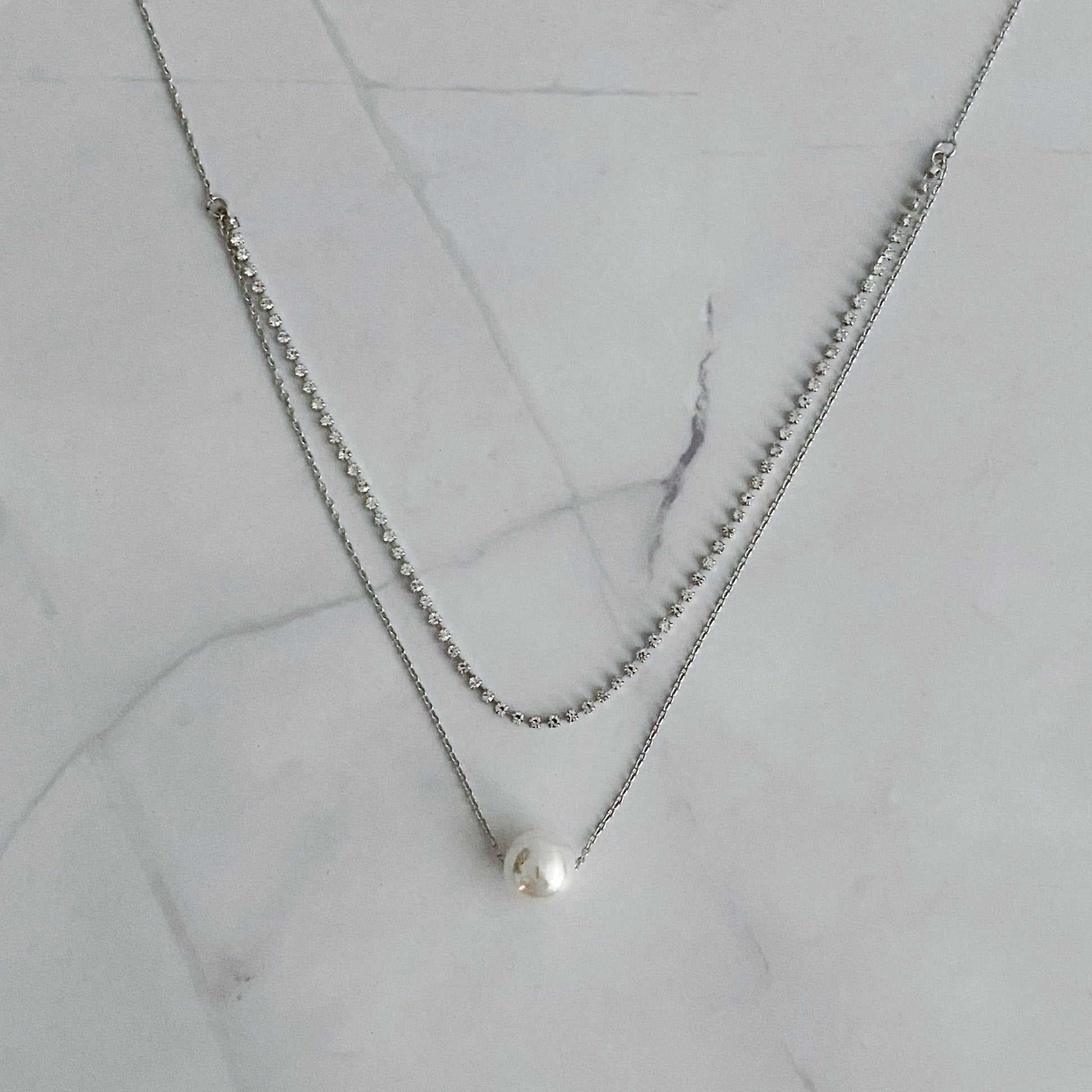Layered Pearl And Shine Necklace-3