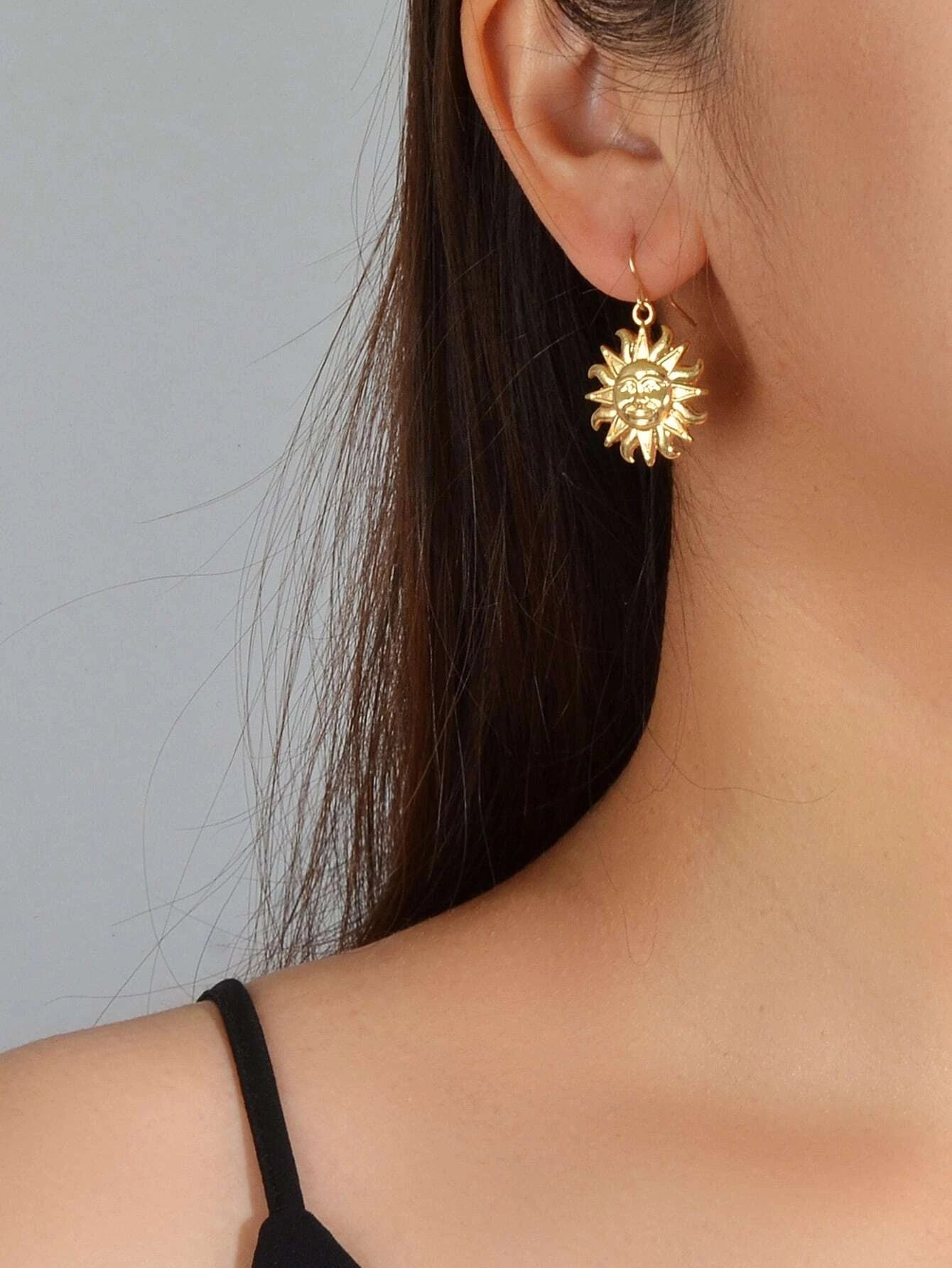 Gold Sun Drop Earrings