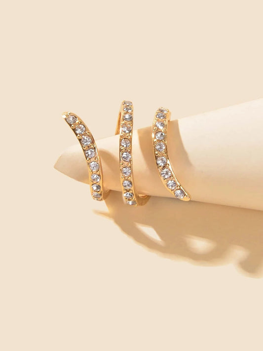 Full Rhinestone Twisted Finger Ring