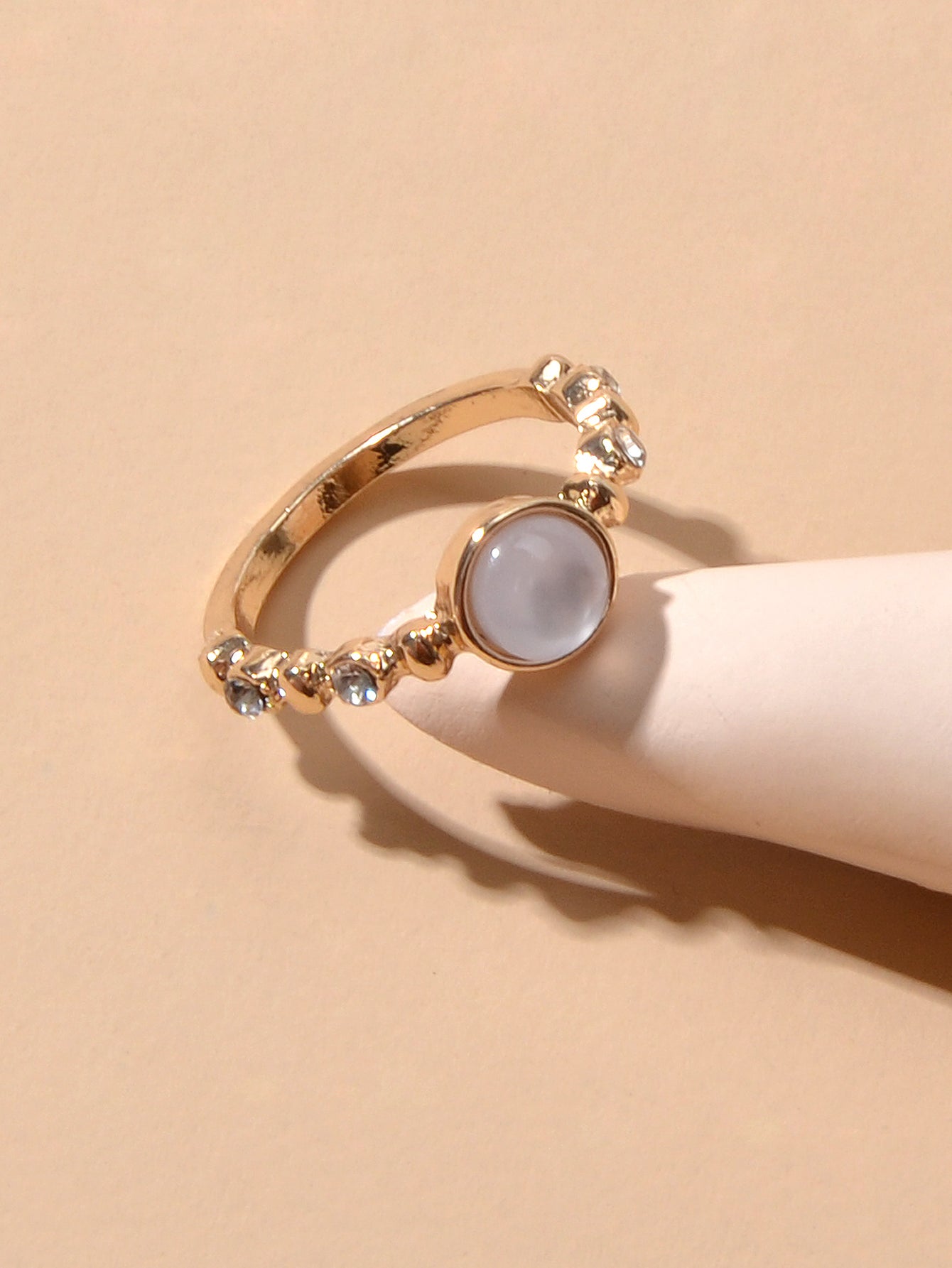 Rhinestone Opal Gold Ring