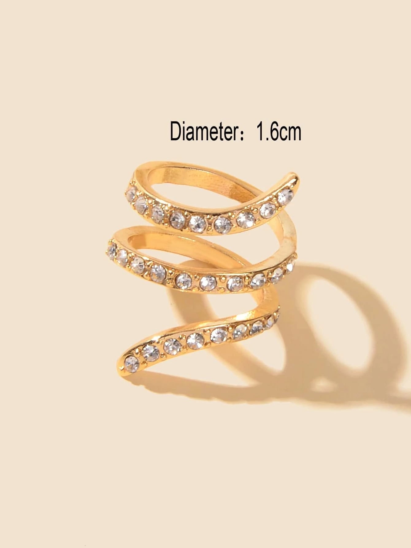 Full Rhinestone Twisted Finger Ring