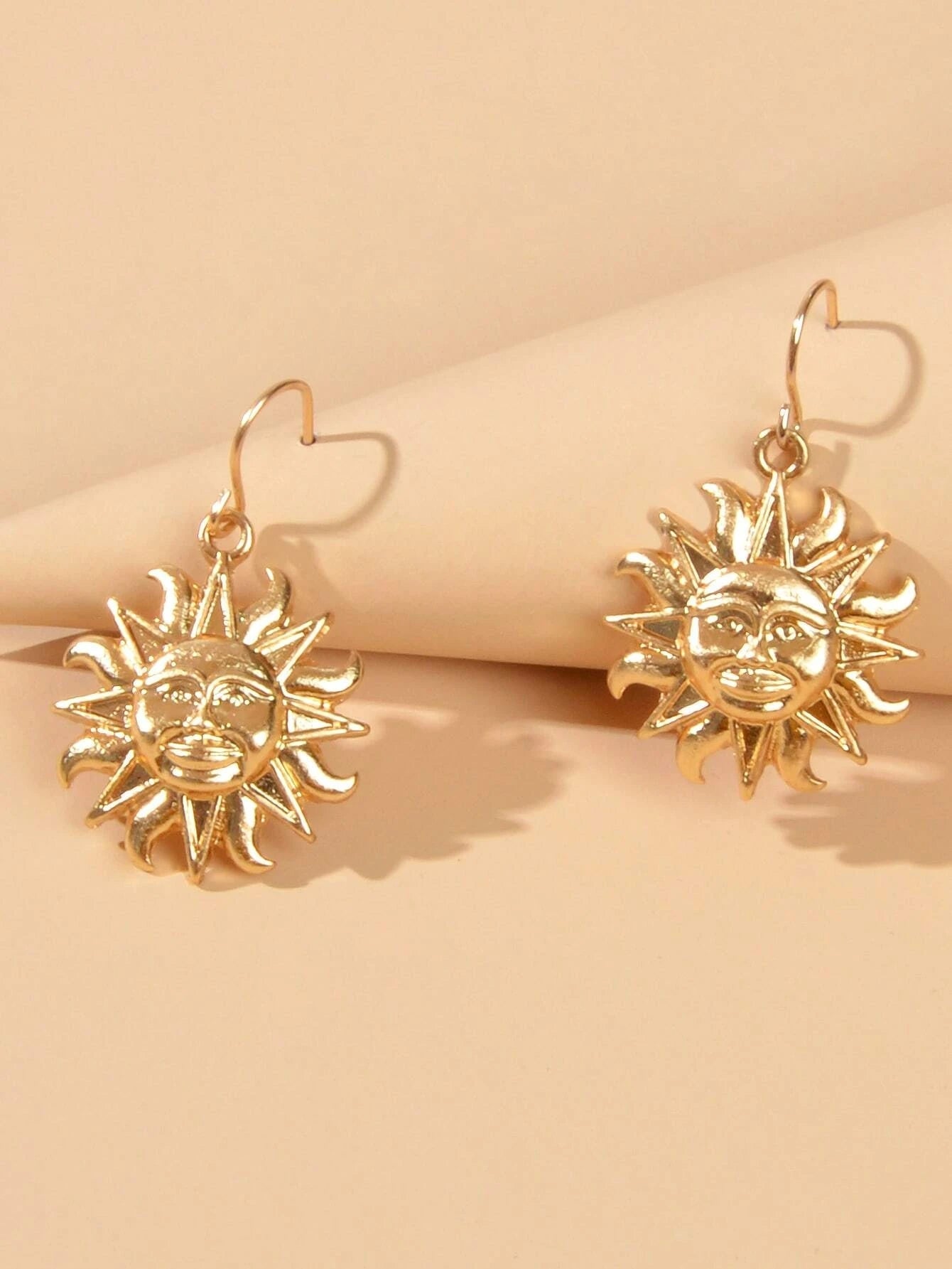 Gold Sun Drop Earrings