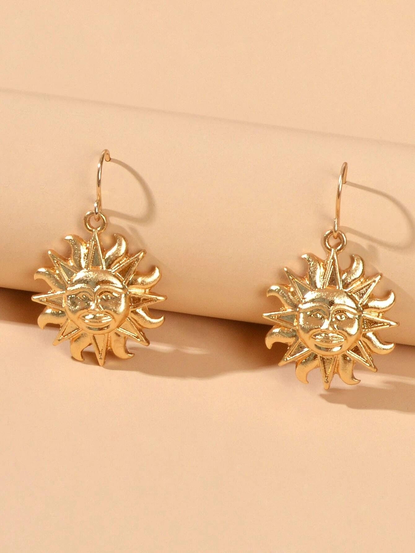 Gold Sun Drop Earrings