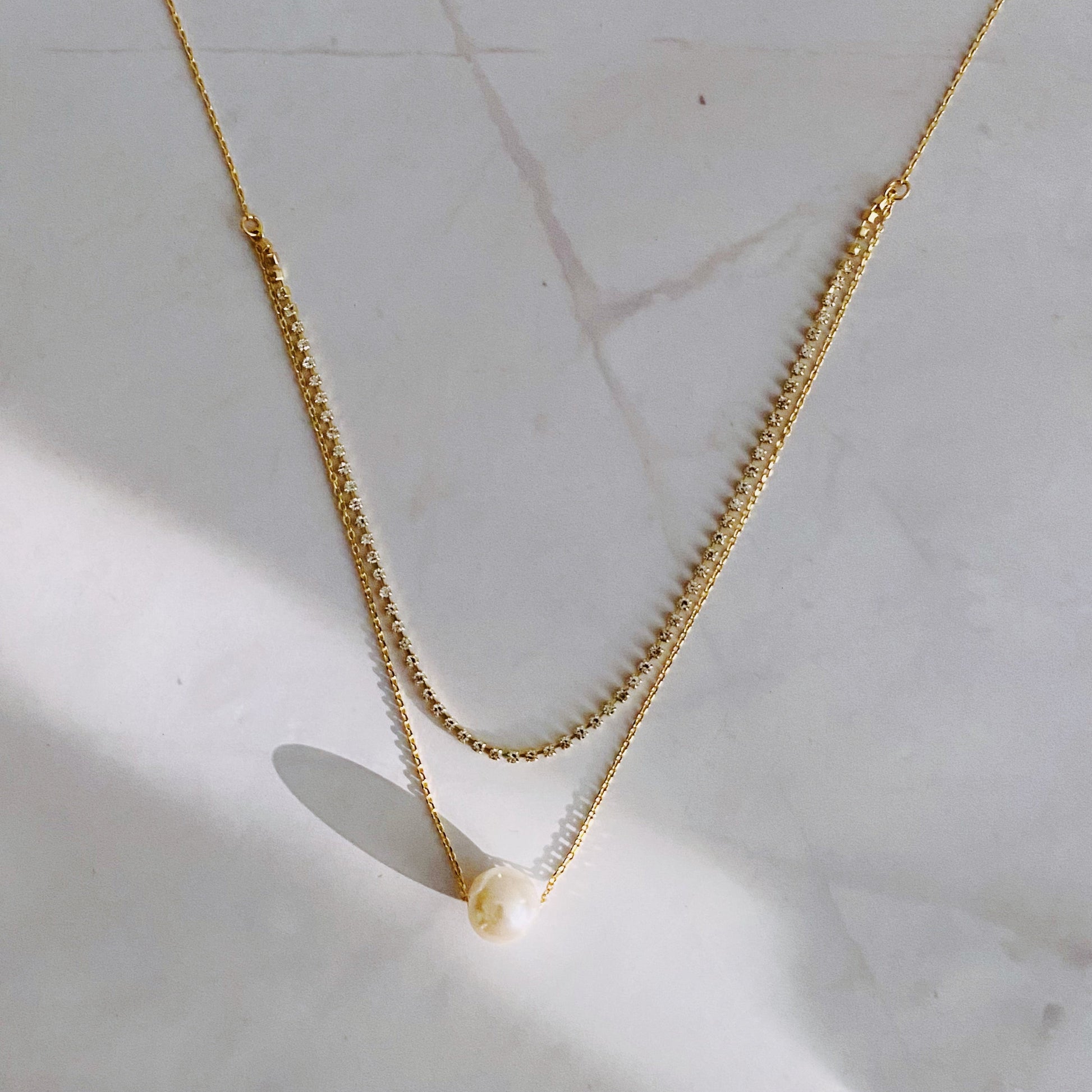 Layered Pearl And Shine Necklace-2