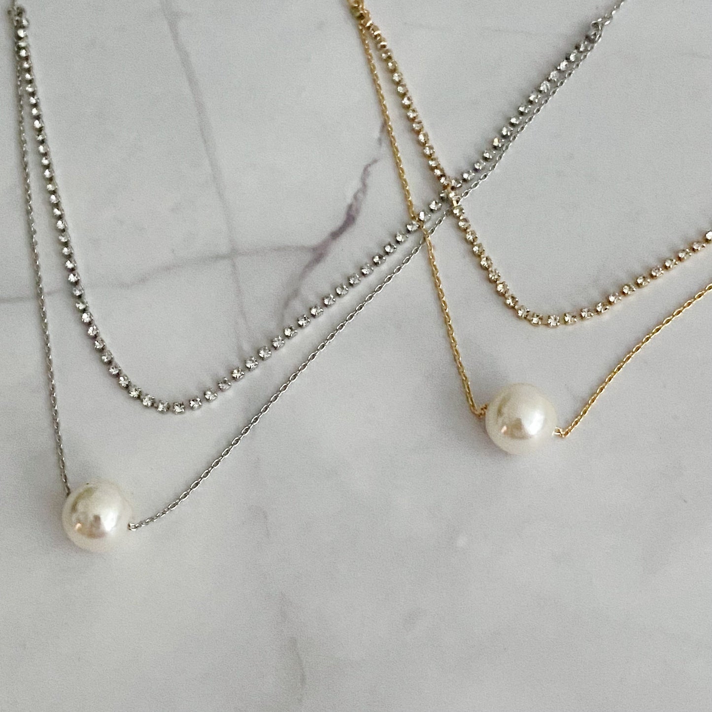 Layered Pearl And Shine Necklace-1