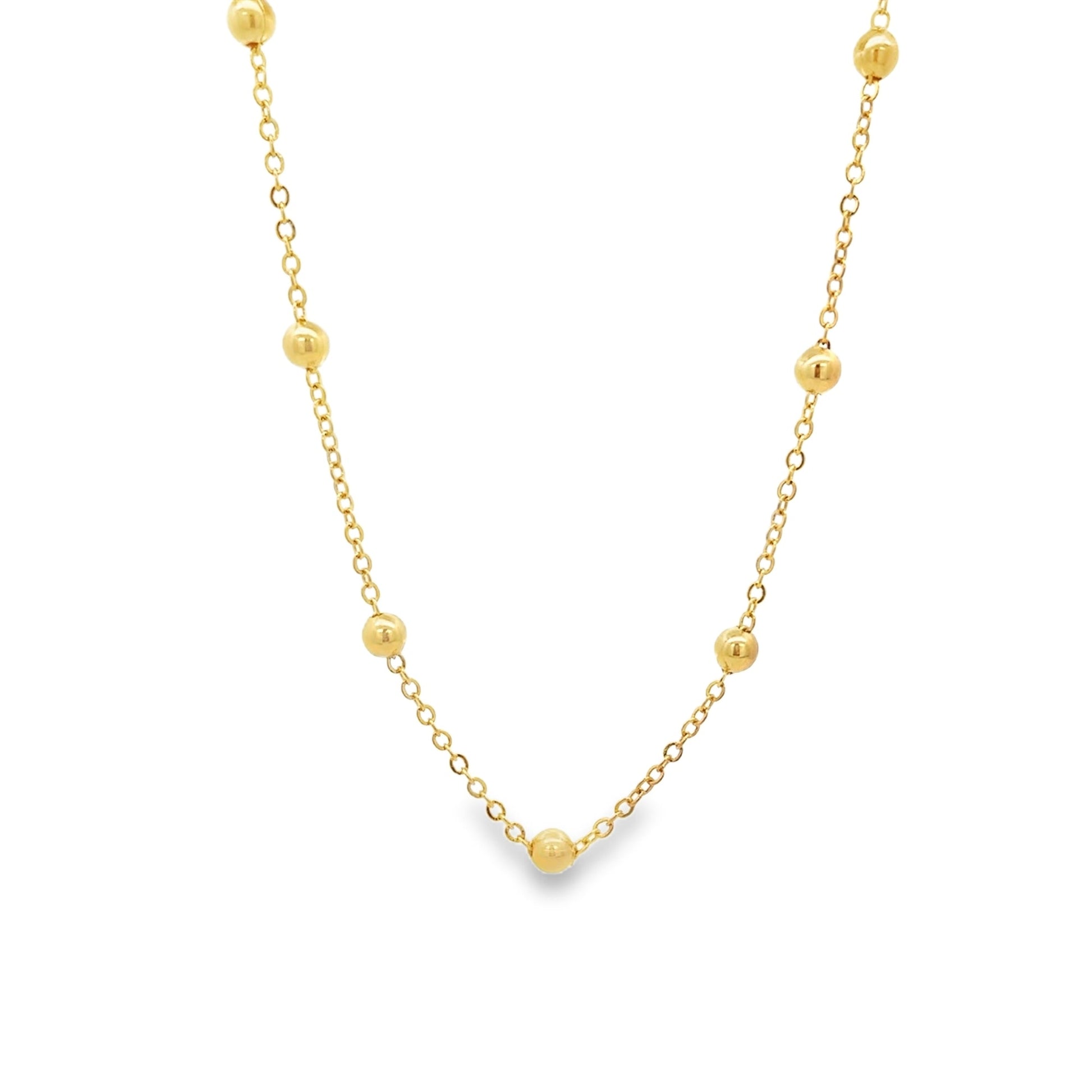 18K Gold Filled 4mm Gold Bead Rolo Chain Choker (G176)-0