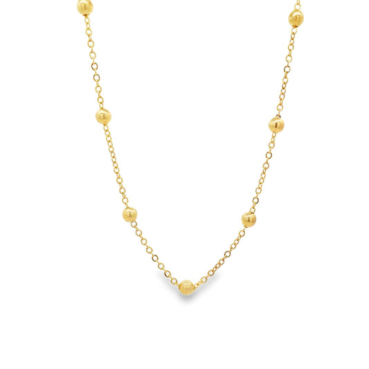 18K Gold Filled 4mm Gold Bead Rolo Chain Choker (G176)-0